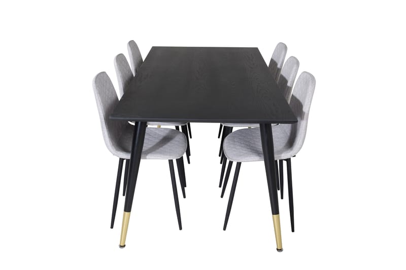 Dipp Matgrupp 180 cm Rektangulär med 6 Polar stolar, Svart/Guld