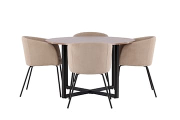 Durango Matgrupp 120 cm Rund med 4 Berit Stolar - Valnöt - Products - Möbler - Bord & matgrupp - Matgrupp