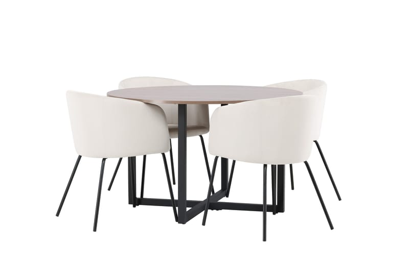 Durango Matgrupp 120 cm Rund med 4 Berit Stolar - Valnöt - Products - Möbler - Bord & matgrupp - Matgrupp