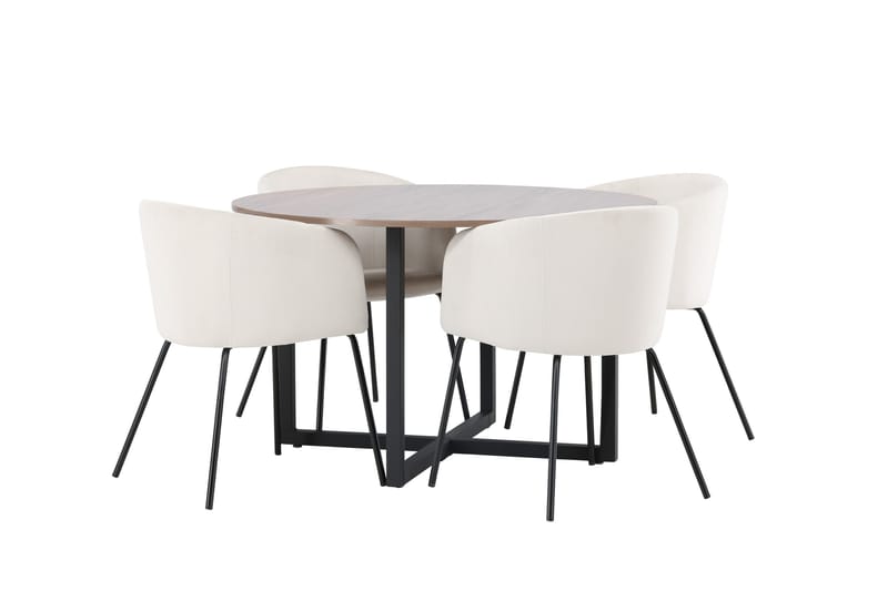 Durango Matgrupp 120 cm Rund med 4 Berit Stolar - Valnöt - Products - Möbler - Bord & matgrupp - Matgrupp