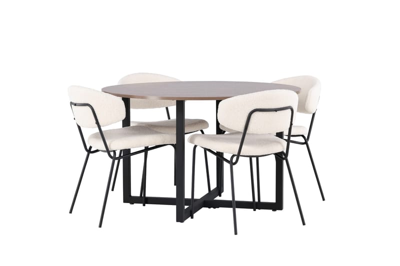 Durango Matgrupp 120 cm Rund med 4 Chico Stolar - Valnöt - Products - Möbler - Bord & matgrupp - Matgrupp