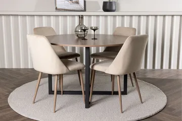 Durango Matgrupp 120 cm Rund med 4 Night Stolar - Valnöt - Products - Möbler - Bord & matgrupp - Matgrupp