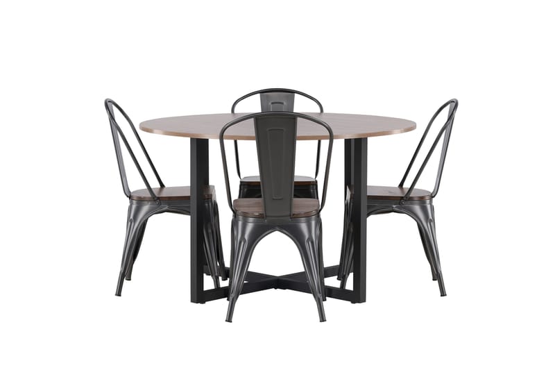 Durango Matgrupp 120 cm Rund med 4 Tempe Stolar - Valnöt - Products - Möbler - Bord & matgrupp - Matgrupp