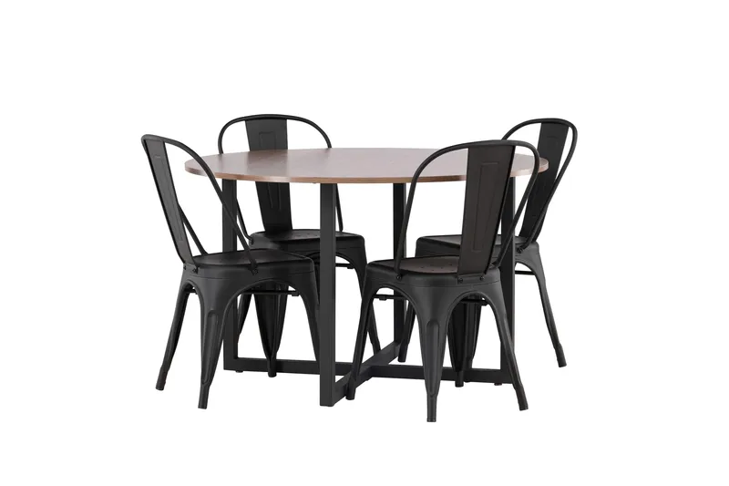 Durango Matgrupp 120 cm Rund med 4 Tempe Stolar - Valnöt - Products - Möbler - Bord & matgrupp - Matgrupp