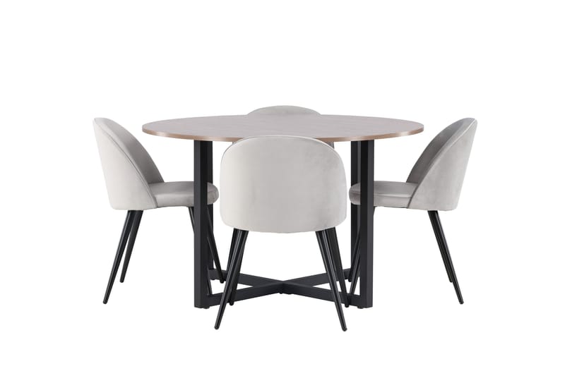 Durango Matgrupp 120 cm Rund med 4 Velvet Stolar - Valnöt - Products - Möbler - Bord & matgrupp - Matgrupp
