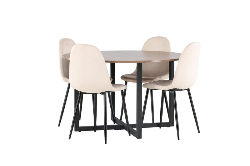 Durango Matgrupp 120 cm Rund med 4 Polar Stolar - Valnöt - Products - Möbler - Bord & matgrupp - Matgrupp