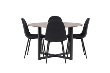 Durango Matgrupp 120 cm Rund med 4 Polar Stolar - Valnöt - Products - Möbler - Bord & matgrupp - Matgrupp