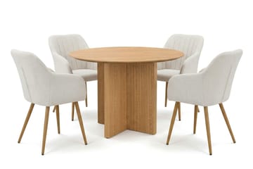Edda Matgrupp runt 110 cm Ek med 4 Filippa Matstolar - Ek - Products - Möbler - Bord & matgrupp - Matgrupp