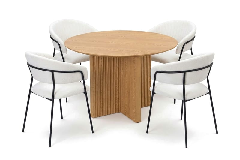 Edda Matgrupp runt 110 cm Ek med 4 Karol Matstolar - Ek - Products - Möbler - Bord & matgrupp - Matgrupp