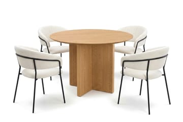 Edda Matgrupp runt 110 cm Ek med 4 Karol Matstolar - Ek - Products - Möbler - Bord & matgrupp - Matgrupp