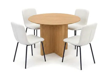 Edda Matgrupp runt 110 cm Ek med 4 Katy Matstolar - Ek - Products - Möbler - Bord & matgrupp - Matgrupp