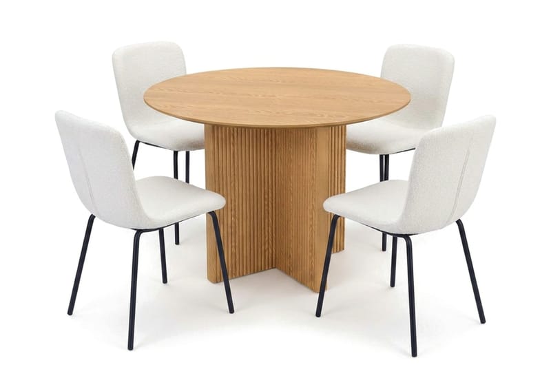 Edda Matgrupp runt 110 cm Ek med 4 Katy Matstolar - Ek - Products - Möbler - Bord & matgrupp - Matgrupp