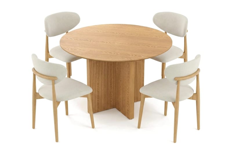 Edda Matgrupp runt 110 cm Ek med 4 Molly Matstolar - Ek - Products - Möbler - Bord & matgrupp - Matgrupp