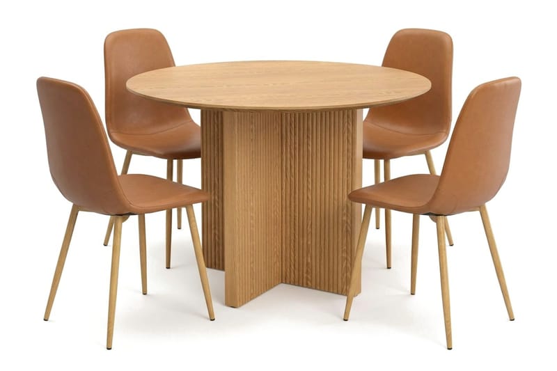 Edda Matgrupp runt 110 cm Ek med 4 Nibe Matstolar - Ek - Products - Möbler - Bord & matgrupp - Matgrupp