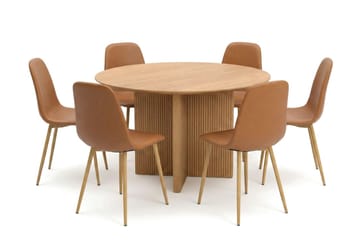 Edda Matgrupp runt 130 cm Ek med 6 Nibe Matstolar - Ek - Products - Möbler - Bord & matgrupp - Matgrupp