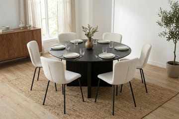 Edda Matgrupp runt 150 cm Svart med 6 Katy Matstolar - Svart - Products - Möbler - Bord & matgrupp - Matgrupp