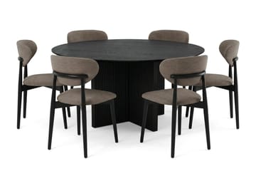 Edda Matgrupp runt 150 cm Svart med 6 Molly Matstolar - Svart - Products - Möbler - Bord & matgrupp - Matgrupp