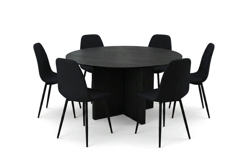 Edda Matgrupp runt 150 cm Svart med 6 Nibe Matstolar - Svart - Products - Möbler - Bord & matgrupp - Matgrupp