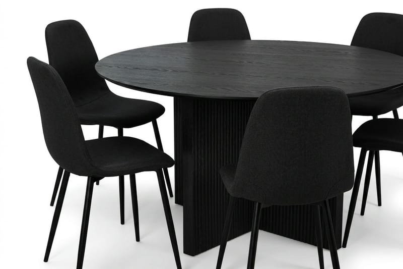 Edda Matgrupp runt 150 cm Svart med 6 Nibe Matstolar - Svart - Products - Möbler - Bord & matgrupp - Matgrupp