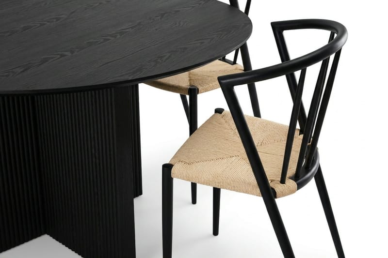 Edda Matgrupp runt 150 cm Svart med 6 Winston Matstolar - Svart - Products - Möbler - Bord & matgrupp - Matgrupp