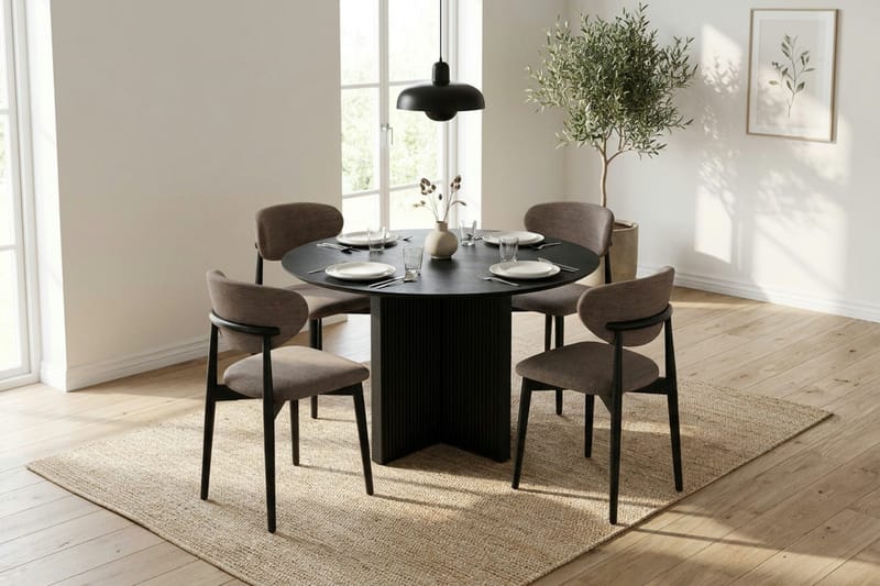 Edda Runt Matbord 110cm Fanér - Svart - Products - Möbler - Bord & matgrupp - Matbord & köksbord