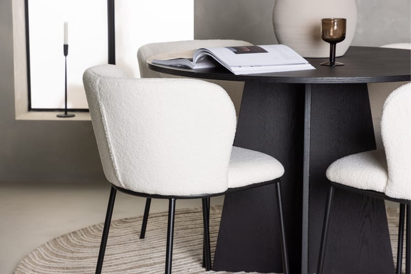 Edina Matgrupp 110 cm Rund med 4 Edina Stolar - Svart - Products - Möbler - Bord & matgrupp - Matgrupp