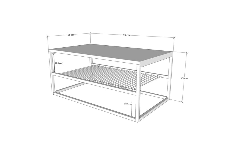 Emlak Soffbord 95 cm Marmormönster med Förvaring Hylla - Vit/Svart - Products - Möbler - Bord & matgrupp - Marmorbord