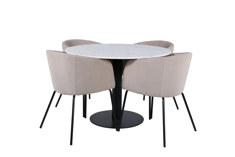 Estelle Matgrupp 106 cm Rund med 4 Berit stolar, Beige