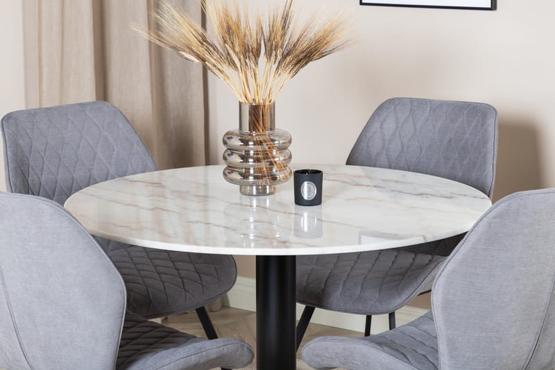 Estelle Matgrupp 106 cm Rund med 4 Gemma stolar - Svart - Products - Möbler - Bord & matgrupp - Matgrupp