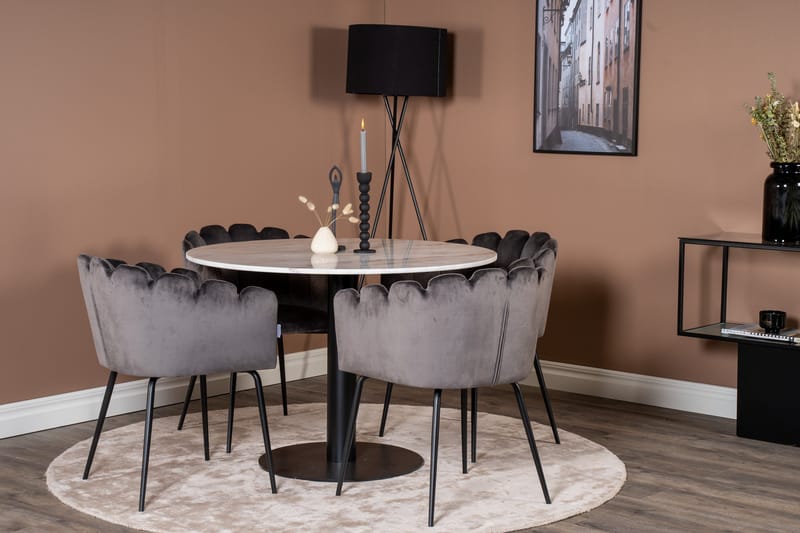 Estelle Matgrupp 106 cm Rund med 4 Limhamn stolar - Svart - Products - Möbler - Bord & matgrupp - Matgrupp