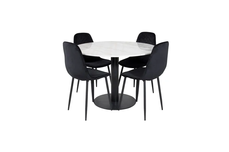 Estelle Matgrupp 106 cm Rund med 4 Polar stolar, Svart