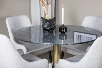 Estelle Matgrupp 106 cm Rund med 4 Plaza stolar - Svart/Guld - Products - Möbler - Bord & matgrupp - Matgrupp