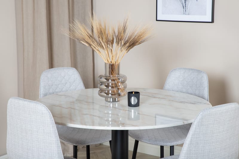 Estelle Matgrupp 106 cm Rund med 4 Polar stolar - Svart - Products - Möbler - Bord & matgrupp - Matgrupp