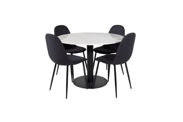 Estelle Matgrupp 106 cm Rund med 4 Polar stolar - Svart - Products - Möbler - Bord & matgrupp - Matgrupp