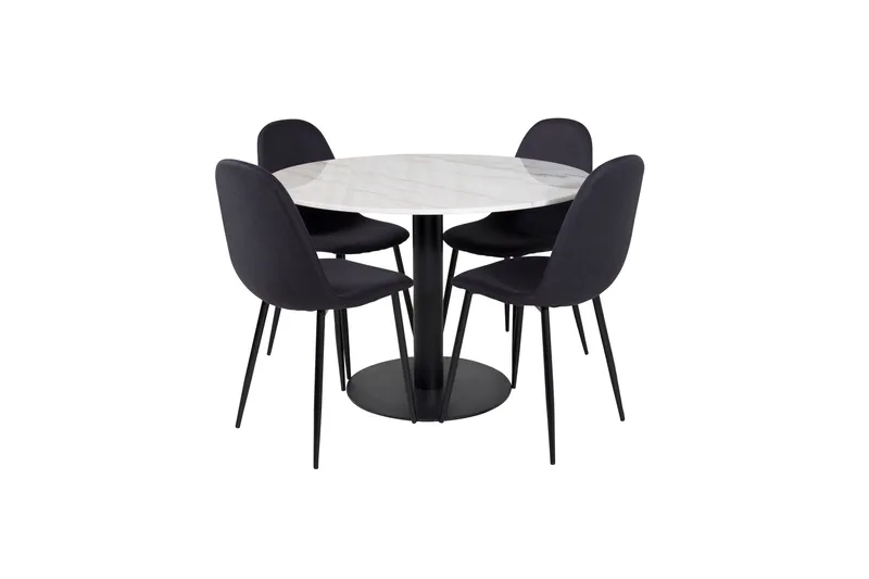 Estelle Matgrupp 106 cm Rund med 4 Polar stolar, Svart