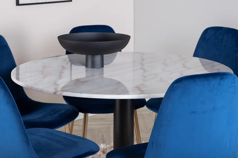 Estelle Matgrupp 106 cm Rund med 6 Polar stolar - Svart - Products - Möbler - Bord & matgrupp - Matgrupp