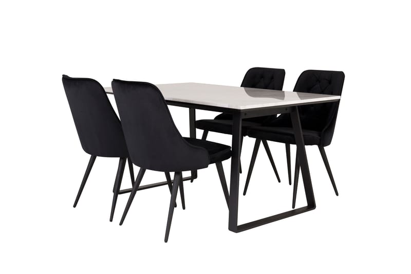 Estelle Matgrupp 140 cm Rektangulär med 4 Velvet Deluxe stolar - Svart - Products - Möbler - Bord & matgrupp - Matgrupp