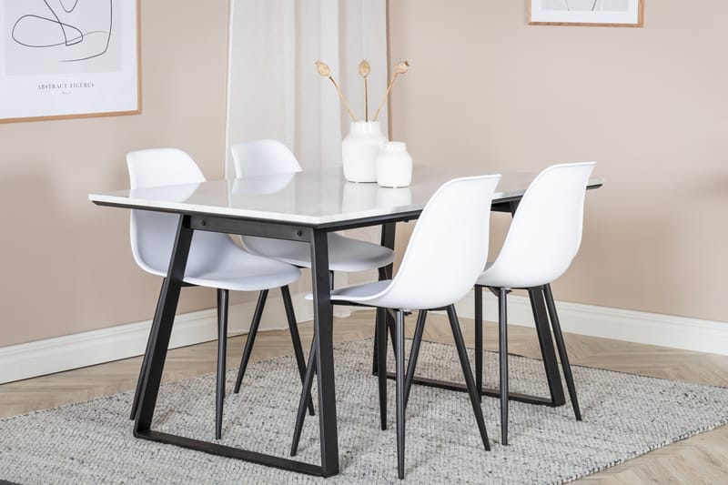 Estelle Matgrupp 140 cm Rektangulär med 4 Polar stolar - Svart - Products - Möbler - Bord & matgrupp - Matgrupp