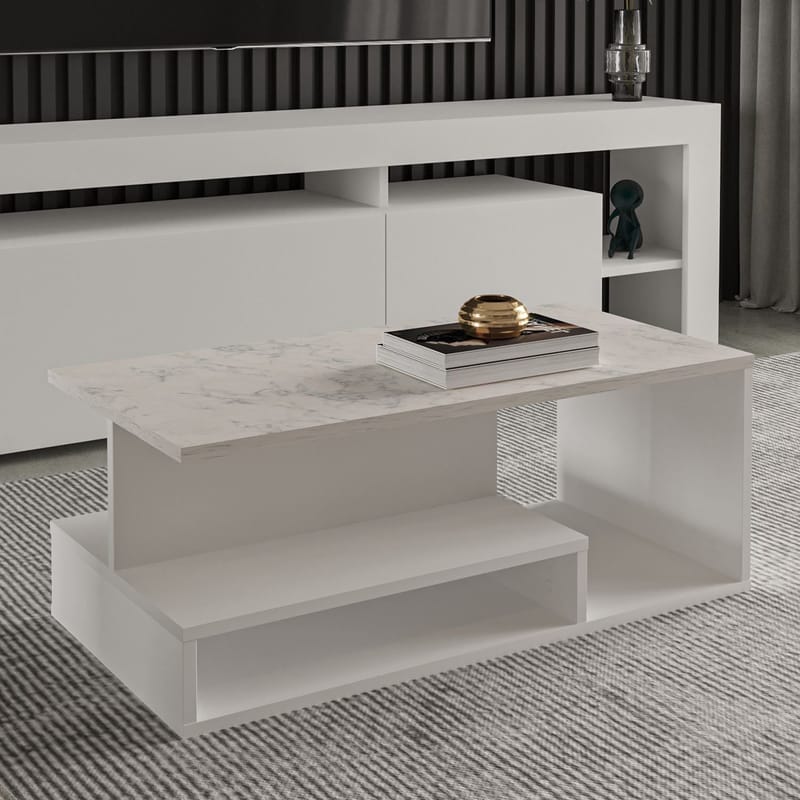 Fenlo Soffbord 90x35x44,8 cm - Vit marmor - Products - Möbler - Bord & matgrupp - Soffbord