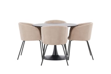 Glade Matgrupp 100 cm Rund med 4 Berit stolar - Beige - Products - Möbler - Bord & matgrupp - Matgrupp