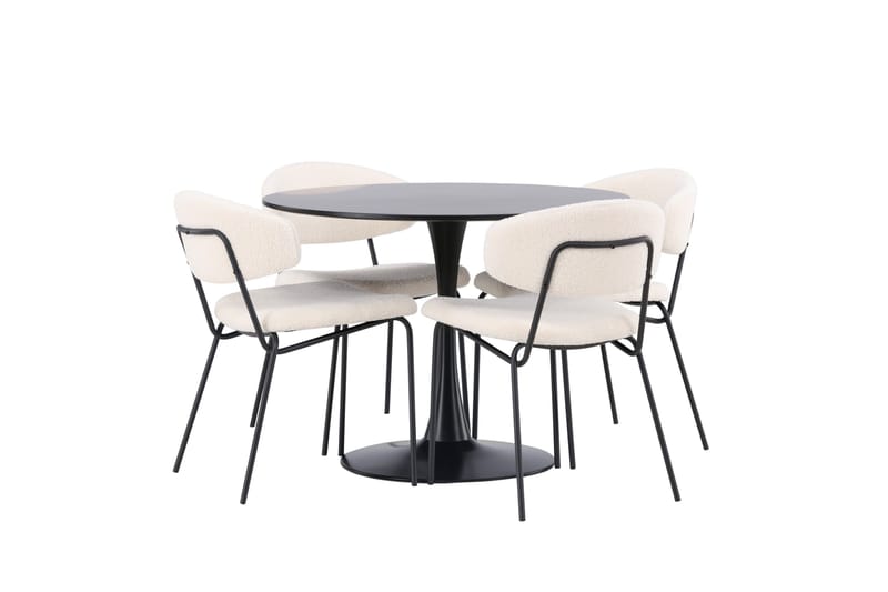 Glade Matgrupp 100 cm Rund med 4 Chico Stolar - Svart - Products - Möbler - Bord & matgrupp - Matgrupp