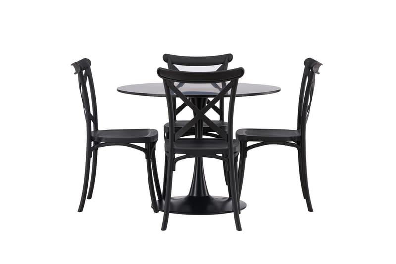 Glade Matgrupp 100 cm Rund med 4 Crosett stolar - Svart - Products - Möbler - Bord & matgrupp - Matgrupp