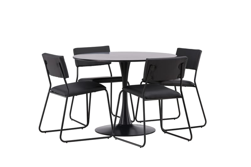 Glade Matgrupp 100 cm Rund med 4 Kenth Stolar - Svart - Products - Möbler - Bord & matgrupp - Matgrupp
