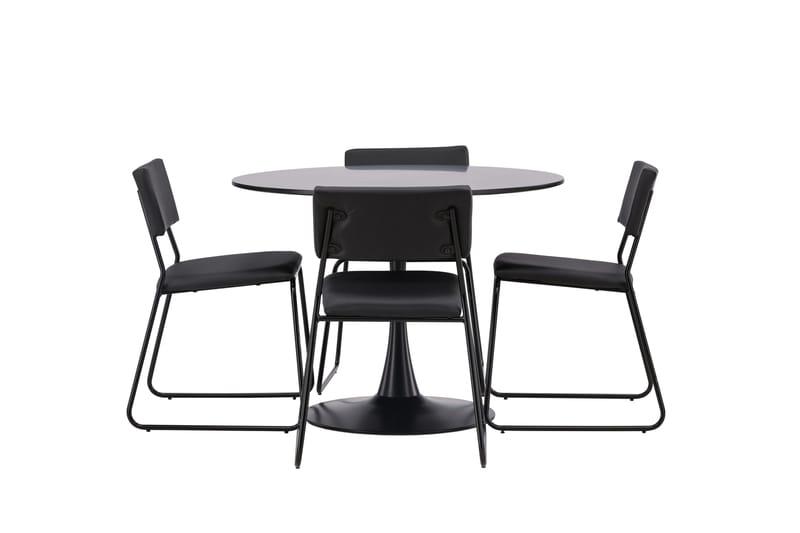 Glade Matgrupp 100 cm Rund med 4 Kenth Stolar, Svart