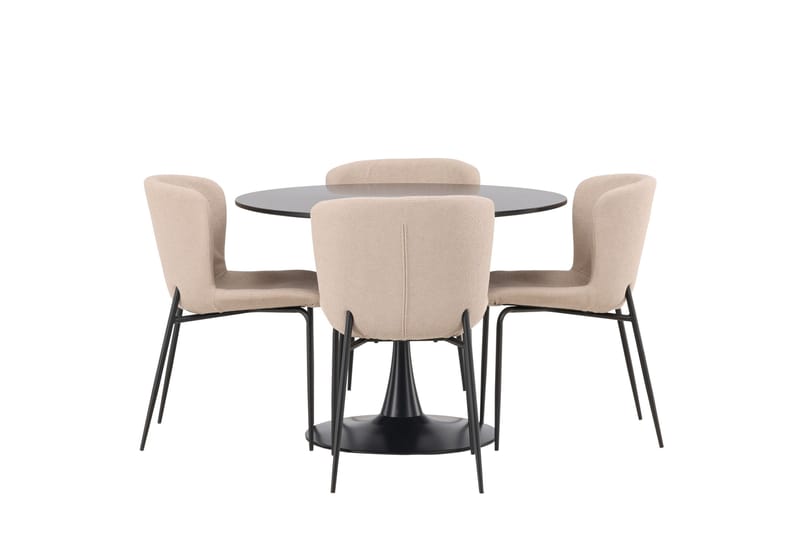 Glade Matgrupp 100 cm Rund med 4 Modesto stolar - Beige - Products - Möbler - Bord & matgrupp - Matgrupp