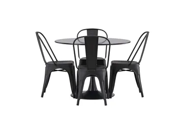 Glade Matgrupp 100 cm Rund med 4 Tempe Stolar - Svart - Products - Möbler - Bord & matgrupp - Matgrupp