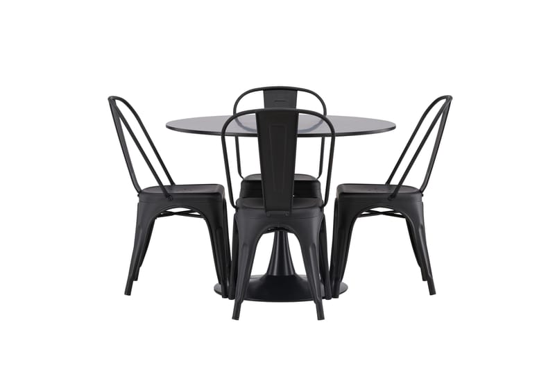 Glade Matgrupp 100 cm Rund med 4 Tempe Stolar - Svart - Products - Möbler - Bord & matgrupp - Matgrupp
