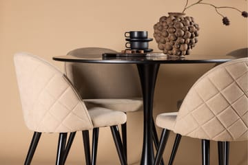 Glade Matgrupp 100 cm Rund med 4 Velvet stolar - Beige - Products - Möbler - Bord & matgrupp - Matgrupp