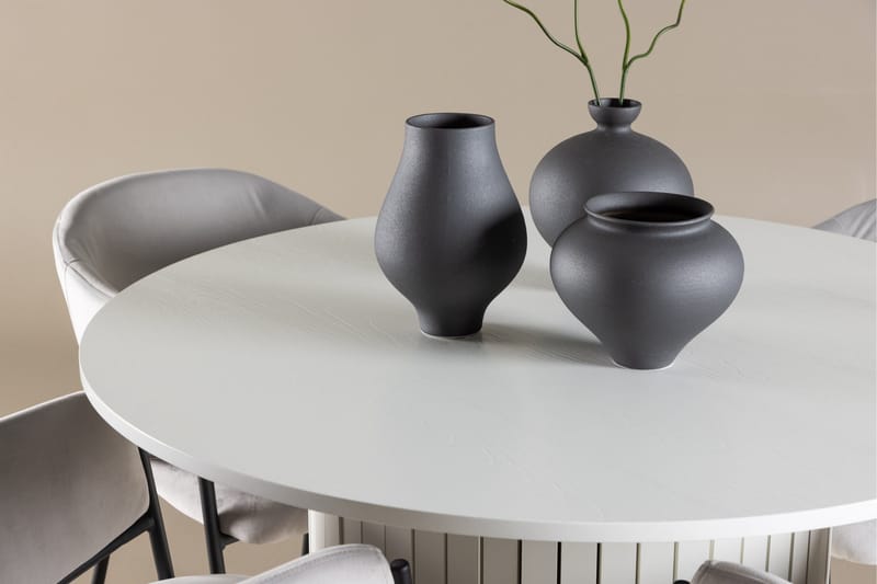 Härön Matgrupp 110 cm Rund med 4 Evelina stolar - Vit/Grå - Products - Möbler - Bord & matgrupp - Matgrupp