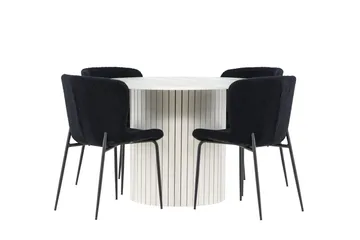 Härön Matgrupp 110 cm Rund med 4 Modesto stolar - Vit/Svart - Products - Möbler - Bord & matgrupp - Matgrupp